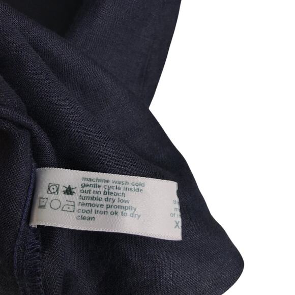 Three Dots Dress Womens Size XS Navy Blue Pom‎ Pom Trim V-Neck 3/4 Sleeve - Picture 9 of 10